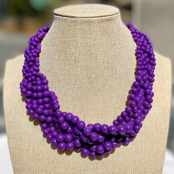 Twisted Multi Strand Purple Lucite Pearl Necklace Spring Summer Vacation NWT - Picture 4 of 4